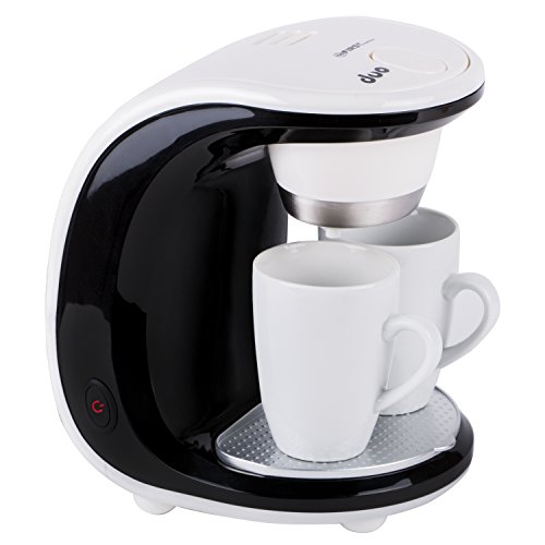 TZS First Austria – 450 W Mini-Kaffeemaschine 2 Tassen je 125ml | 250ml Wassertank | Dauerfilter | inklusive 2 Porzellan-Tassen | abnehmbare Teile spülmaschinengeeignet | Reise-Kaffeemaschine | Büro
