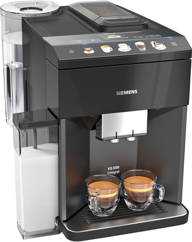 Siemens Kaffeevollautomat EQ.500 integral TQ505D09, viele Kaffeespezialitäten, Milchaufschäumer, integr. Milchbehälter, Keramikmahlwerk, Heißwasserfunktion, automat. Dampfreinigung, 1500 W, schwarz
